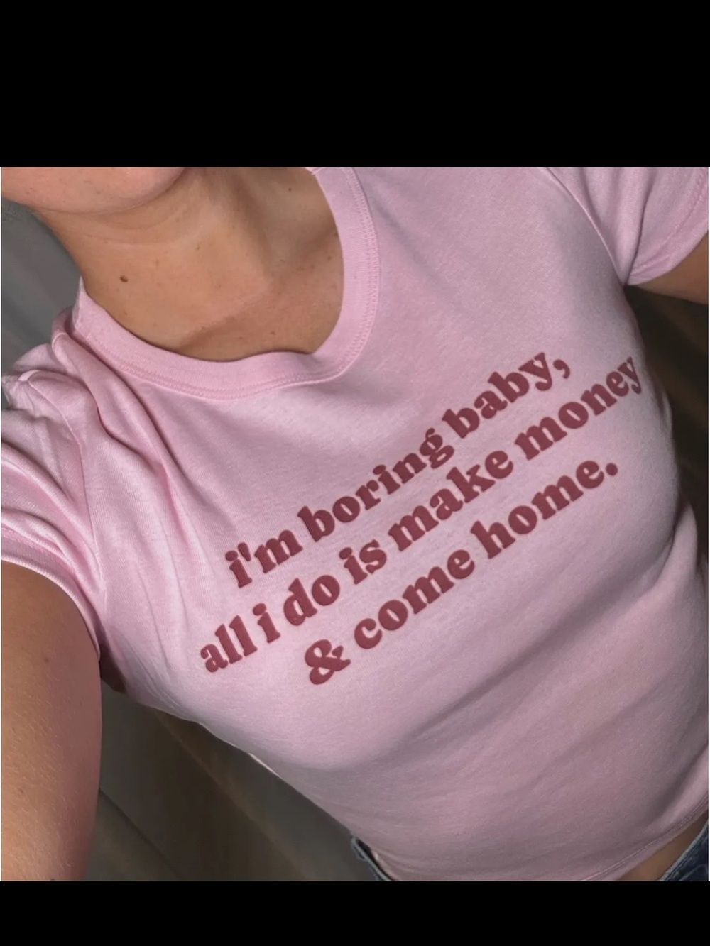 Pink Graphic Tee with Maroon Text